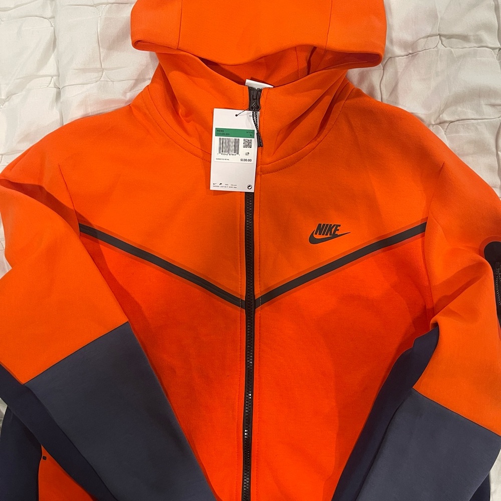 Nike Tech fleece orange and navy jacket